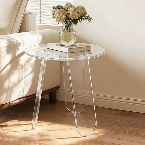 Clear Acrylic Side Table, Round End Table