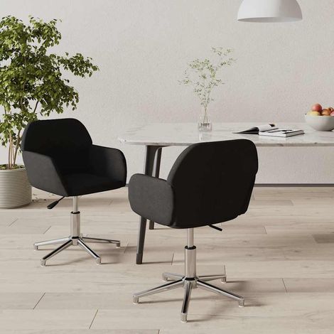 vidaXL Sillas de comedor giratorias 2 unidades tela negro (1/5)