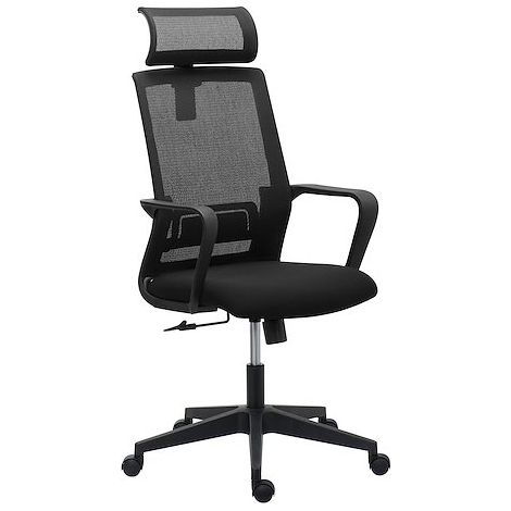 Chaise de bureau SPRITZY tissu et maille - avec accoudoirs et soutien lombaire - Appui-tête - Mécanisme Basculant centré - Pied noir - Maxiburo (1/5)