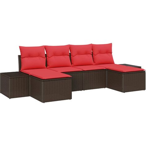 Maison Exclusive - Gartensofa-set mit Kissen 6 pcs Braun Poly-Rat