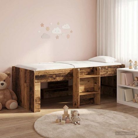 Marco de Cama Alta para Niños 2 pcs Madera envejecida
