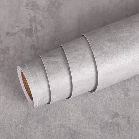 Papier Peint Beton Gris Clair Meuble Autocollant Sticker Adhésif Épais Film Lavable Vinyle Rouleau pour Cuisine Plan de Travail Tiroir Armoire Portes Évier Table Basse Comptoir 40CMx5M (1/5)