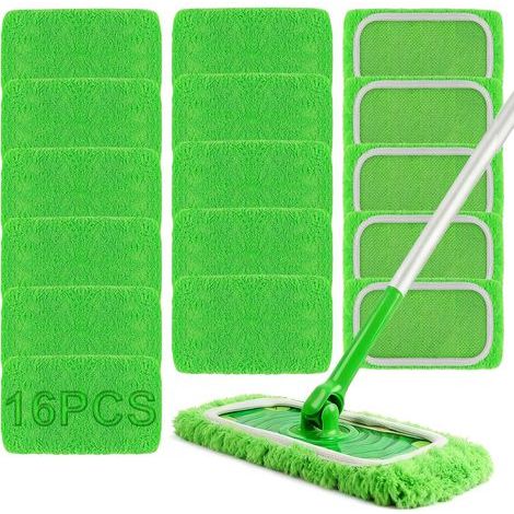 16 Pieces Reusable Wipes for Swiffer Sweeper, Washable Microfiber Replacement Mop Cloths, Wet and Dry Microfiber Mop, Suitable for All Floor Types (1/5)
