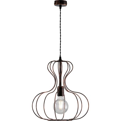Lampadario industrial sospensione in ferro Nero e Rame urban 35x h40 cm (1/3)