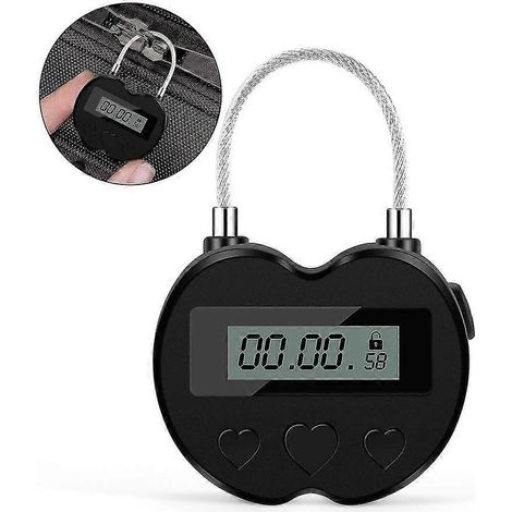 Minuteur électronique multifonction avec écran LCD, étanche et rechargeable par USB, cadenas à minuterie temporaire (1/5)