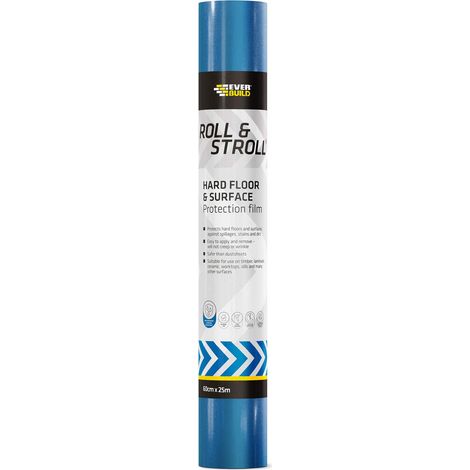 Everbuild Roll and Stroll - Pellicola protettiva per superfici rigide, autoadesiva, blu, 600 mm x 25 m (1/4)