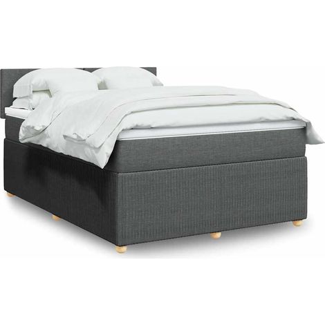 Boxspringbett mit Matratze Dunkelgrau 140x200 cm Stoff