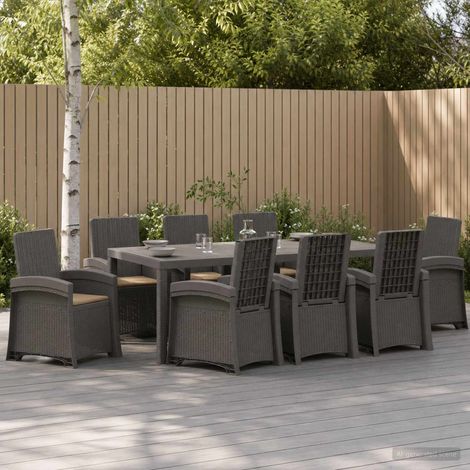 vidaXL Ensemble de salle à manger pour jardin 9 pc Gris clair et Taupe (1/5)