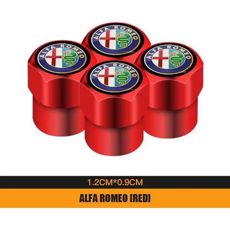 (B rouge) 4 pièces bouchons de Valve de pneu en métal couvercle de tiges d'air de pneu de voiture adapté pour 159 147 156 GT Giulietta Mito Giulia Stelvio Disco Volante (1/5)