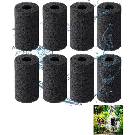 8Pcs Aquarium Pre-Filter Sponge Intake Cover 8x4cm Mousse Filtrante pour Crevettes Poissons Éponge Filtration Aquarium Accessoires pour Bassin et Réservoir (1/5)