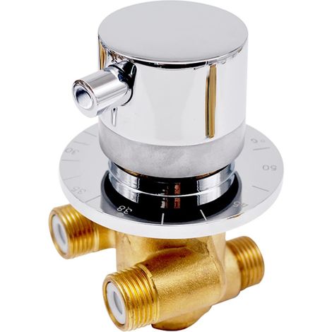 Robinet de douche thermostatique en laiton à sortie de 2/3/4/5 - Vanne de contrôle thermostatique pour douche - Panneau de colonne de douche - Cartouche en laiton, robinet de mélange d'eau G1/2 (1/5)
