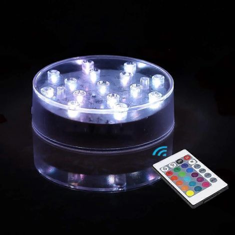 Socle lumineux LED rechargeable élégant, présentoir rond avec télécommande pour objets en verre et décorations en cristal, idéal pour un mariage (1/5)