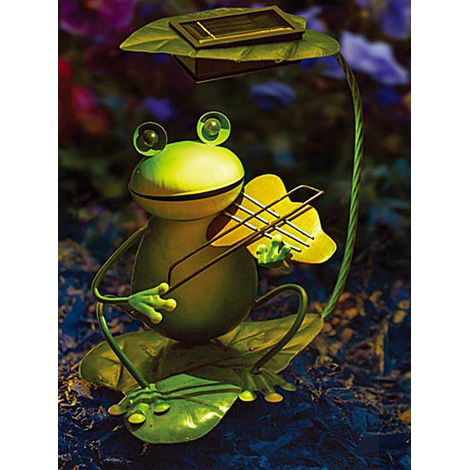 Lampe figurine grenouille, lampe de jardin solaire, lampe artistique en fer forgé. Dimensions du produit : 32 × 17 × 12 cm (1/5)