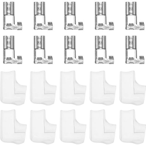 Lot de 50 connecteurs cosses à sertir 4,8 mm coudé à 90° avec 50 manchons isolants pour commutateur d'équipement, quad, vélo, scooter, bateau, appareils électroménagers (1/5)