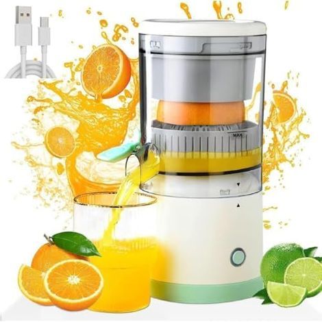 Mini presse-agrumes électrique, rechargeable par USB, portable, pour agrumes et pommes, presse automatique sécurisée pour une utilisation à domicile et en restauration. (1/5)