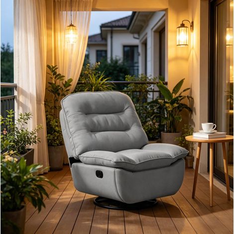 Fauteuil relax pivotant 95x49,5x106 cm en tissu gris foncé, relevable pour salon FloraGrace (1/5)