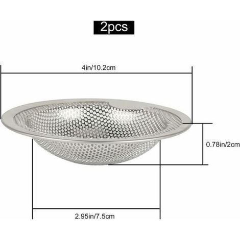 Filtre à évier inox - Acier inoxydable - 2 pièces - Crépine de vidange - Compatible 7,5 à 9,5 cm - Durable - Antirouille (1/5)