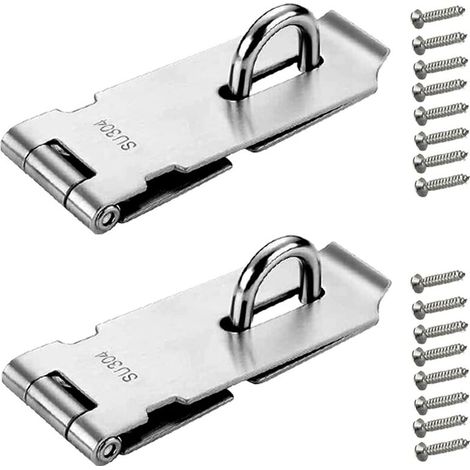 2 piezas de 4 pulgadas de cerrojo de candado - Cerradura de puerta de acero inoxidable plateada con tornillos para muebles, gabinetes y cajones (1/5)