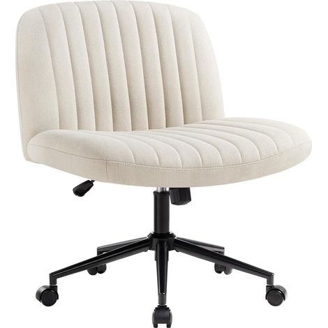 Bürostuhl ohne Armlehnen Höhenverstellbar Drehstuhl Stoffpolsterung Beige (1/5)
