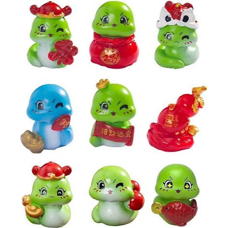 Set mit 9 Cartoon-Schlangenfiguren, chinesisches Tierkreiszeichen, Schlangenstatue (1/5)