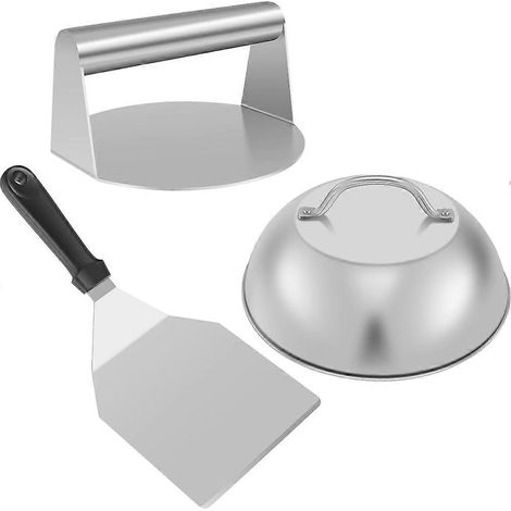 Kit pour hamburgers écrasés - Presse à hamburgers et spatule métallique pour cuisson sur plancha, machine à hamburgers parfaite (1/5)