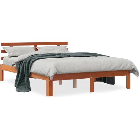 Maison Exclusive - Cadre de lit sans matelas cire marron 140x190cm bois pin massif