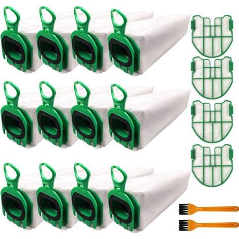 Lot De 12 Sacs D'Aspirateur Pour Vorwerk Kobold Vb100,Sacs D'Aspirateur,Avec 4 Filtres À Moteur,2 Pinceaux,Sac À Poussière De Rech (1/5)