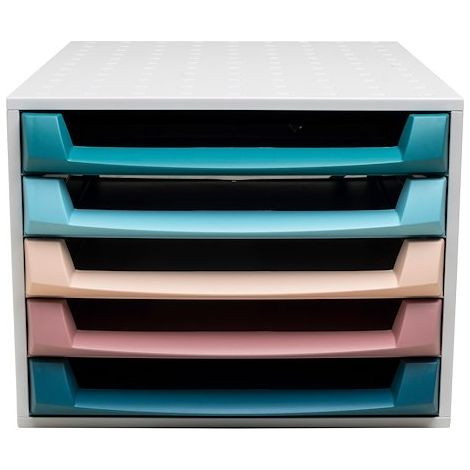 Module de classement Exacompta The Box gamme Skandi 5 tiroirs - Coloris assortis clair