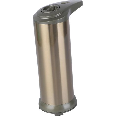 Dispensador automático de jabón sin pilas con sensor, botella de baño líquido de acero inoxidable.