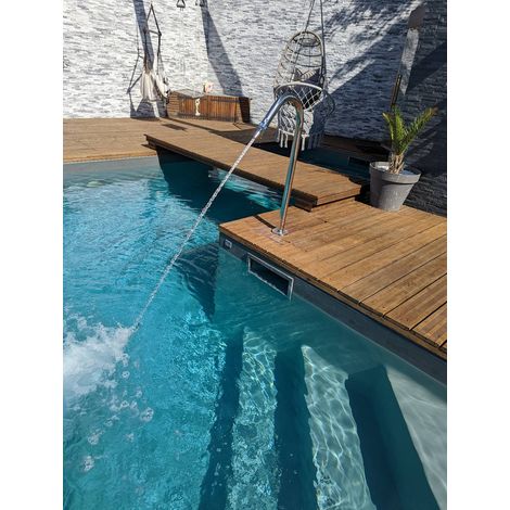 Canon Jet d'eau INOX 1m avec Embout de massage H2 Tube Cascade Col de Cygne (1/3)