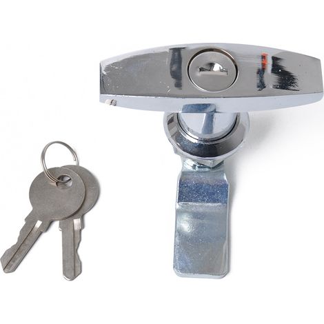 Poignée de verrouillage en acier inoxydable en forme de T pour coffre à outils, tiroir, porte de caravane, camping-car, camion, camionnette, etc., chrome brillant.