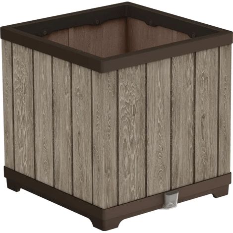 Keter Deco Square Pflanzer, 45,5x45,5x45,5 cm, wetterfest, mit Wasserreservoir (1/4)