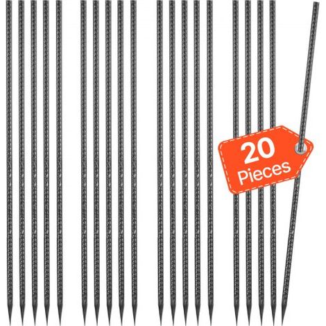 20 PCS Estacas de Refuerzo de 609,6 mm Resistentes de Acero Galvanizado Recto con Punta de Cincel y Revestimiento Resistente a la Oxidación para Jardinería, Cercas y Tiendas de Campaña (1/5)