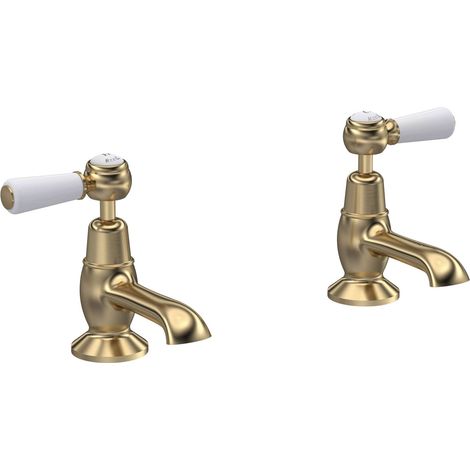Hudson Reed Topaz Lever Basin Taps Pair - Brushed Brass
