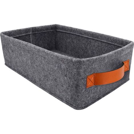 Panier De Rangement En Feutre - Rectangulaire Avec Poignées - 33 X 23 X 12 Cm - Pour Bureau Chambre Cuisine Salle De Bain - 1 Pièce (1/5)