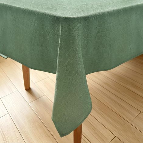 Nappe lavable aspect lin vert 140x240 cm rectangulaire imperméable