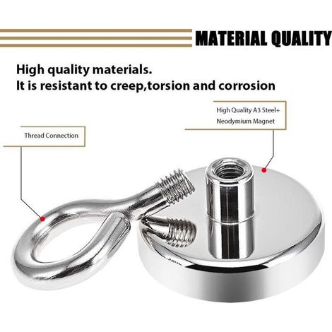 Hochleistungs-Neodym-Ösenmagnet, 80 kg – Durchmesser 48 mm – Ideal zum Magnetangeln, robuste Befestigung