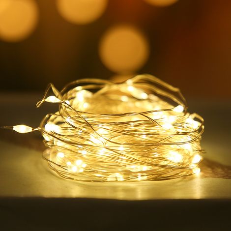 (Lumière chaude, 5 m, 50 perles LED) Guirlande lumineuse décorative LED étanche, adaptée aux jardins, fêtes en plein air, etc. (1/5)