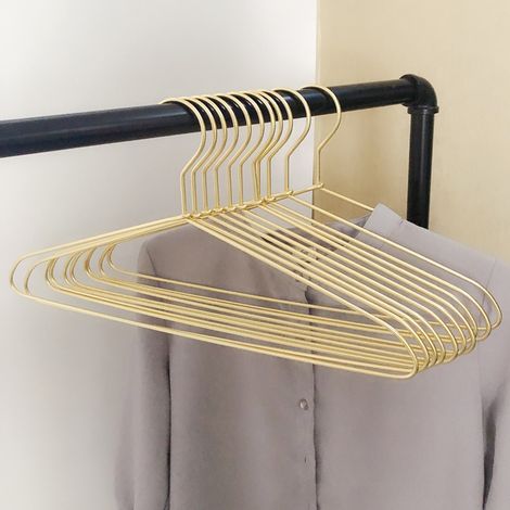 Lot de 10 Cintres de Vêtements en Fer Métal Or Doré 43cm, Élégants et de Qualité, pour Costumes T-Shirts Chemises Vestes Robes, Durables (1/3)