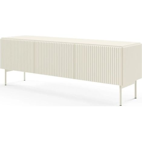 ZORA - Meuble TV 147 cm pieds en métal - Blanc