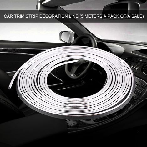 baguettes décoratives pour voiture (5 mètres par paquet, vendues individuellement) (argent électroplaqué) (1/2)