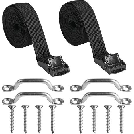 Sangles à Cliquet 25 mm x 3 m - Pour Transport de Matériel, Réglables Avec Fermeture à Clip - Fixation Porte-Vélos, Sacoches pour Bagages Moto (1/5)