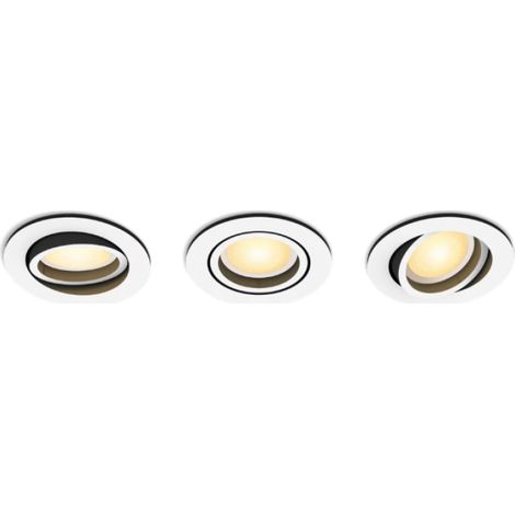 Faretti ad incasso led orientabili bluetooth philips hue miliskin 3x4.2w 2200-6500k bianco 3pz - 31993600