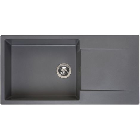 ReginoxEinbauspüle Amsterdam 540, 1000x500mm, Granit Grau, reversibel, Becken mit Tropftasse, inkl. Siebkorbüberlaufventil (1/5)