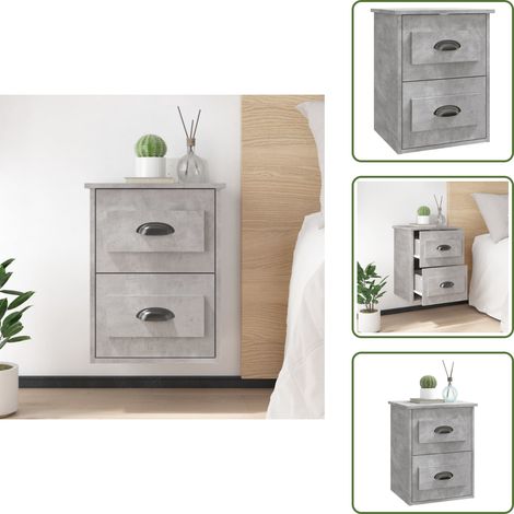 Table de chevet murale gris béton 41,5x36x53 cm - Table De Chevet Murale - Meuble De Chevet Mural - Table De Chevet Flottante - Étagère Murale - Rangement Mural (1/5)