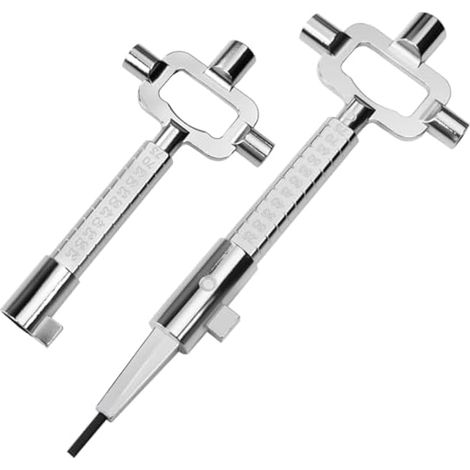 2 Pcs Clé de Construction en Alliage de Zinc, Clef Architecte Passe Partout, Clé de Chantier avec Échelle de Mesure, Clef Carré 6/7/8 mm Universelle, pour Serrure Fenêtre Grilles de Ventilation (1/5)