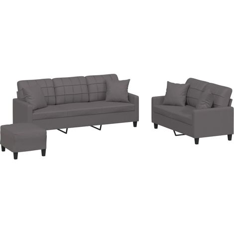 Maison Exclusive - Set di Divani 3 pz con Cuscini Grigio in Similpelle