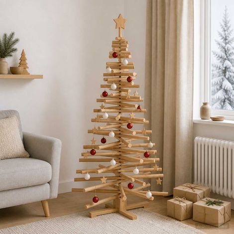 vidaXL Árbol de Navidad de madera KOTKA 150 cm Madera de Pino Maciza (1/5)