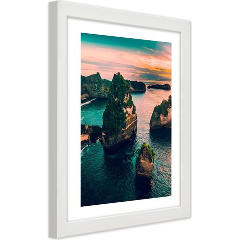 Quadro con cornice, Rocce in un oceano turchese - 40x60 (1/5)