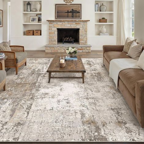 Moderne Marron Gris Tapis Salon 300x400cm Lavable en Machine Chambre Adulte,Antidérapant Grand Rug,Abstrait Carpet,Salle a Manger,Bureau,Descente de Lit,Interieur,Poil Ras Rug (1/5)